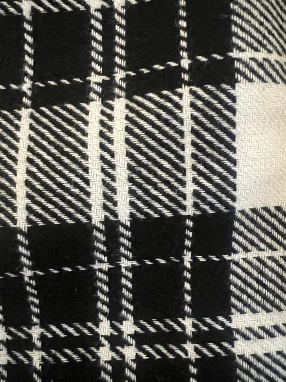 Talbots Black & White Plaid Fringe Wrap knee length Skirt